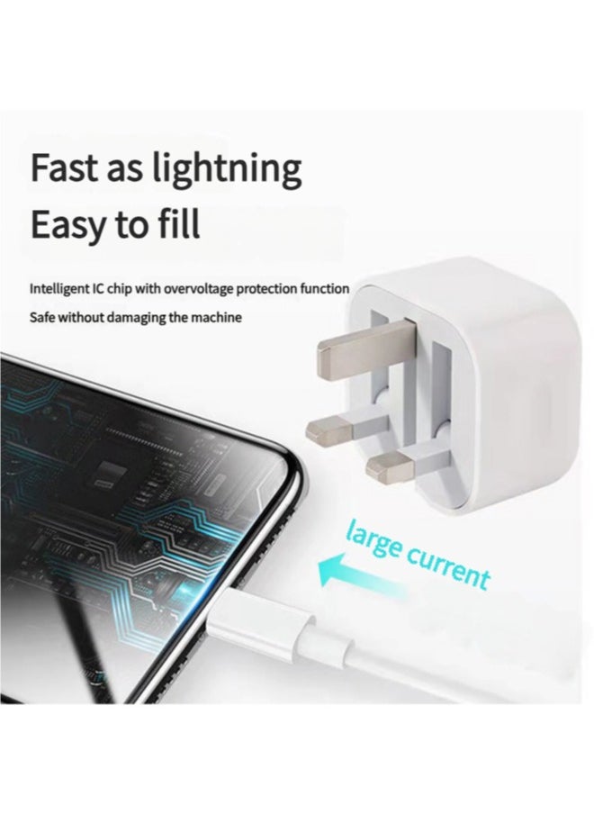 WAIKIL - PD 20W Iphone Fast Charger Usb-C Adapter With Usb C To Lightning Cable Power Cable Compatible With Iphone 14/14 Pro/14 Pro Max/13/12/Se2020/11/Xr/Xs Max/X/Ipad, Etc...  Charging Cable 1m, White - Image 1