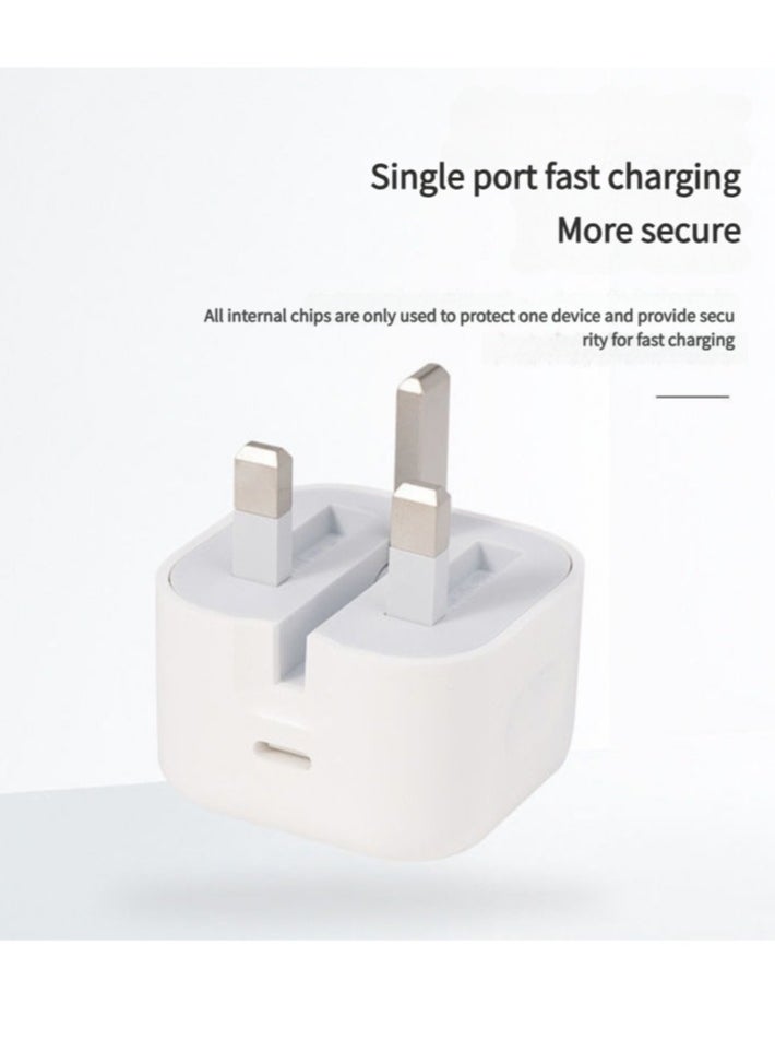 WAIKIL - PD 20W Iphone Fast Charger Usb-C Adapter With Usb C To Lightning Cable Power Cable Compatible With Iphone 14/14 Pro/14 Pro Max/13/12/Se2020/11/Xr/Xs Max/X/Ipad, Etc...  Charging Cable 1m, White - Image 1