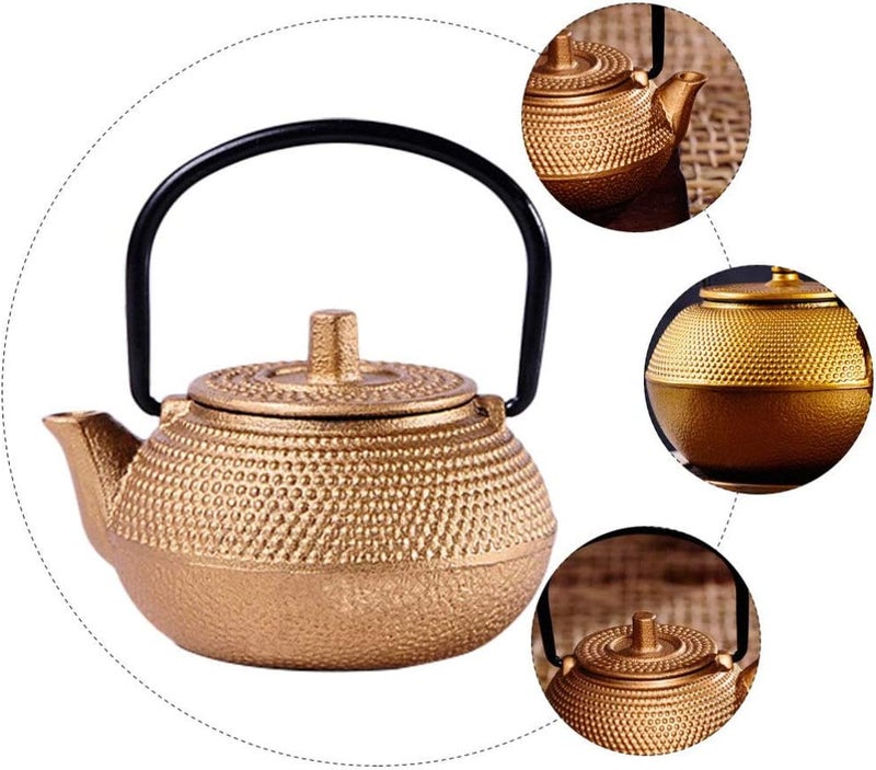 comfrt Vintage Tea Kettle Tea Kettle Stovetop Whistling Teakettle Teapot with Handle Modern Pour Over Coffee Kettles for Home Restaurant Hotel Golden Mini Iron Teapot - Image 3