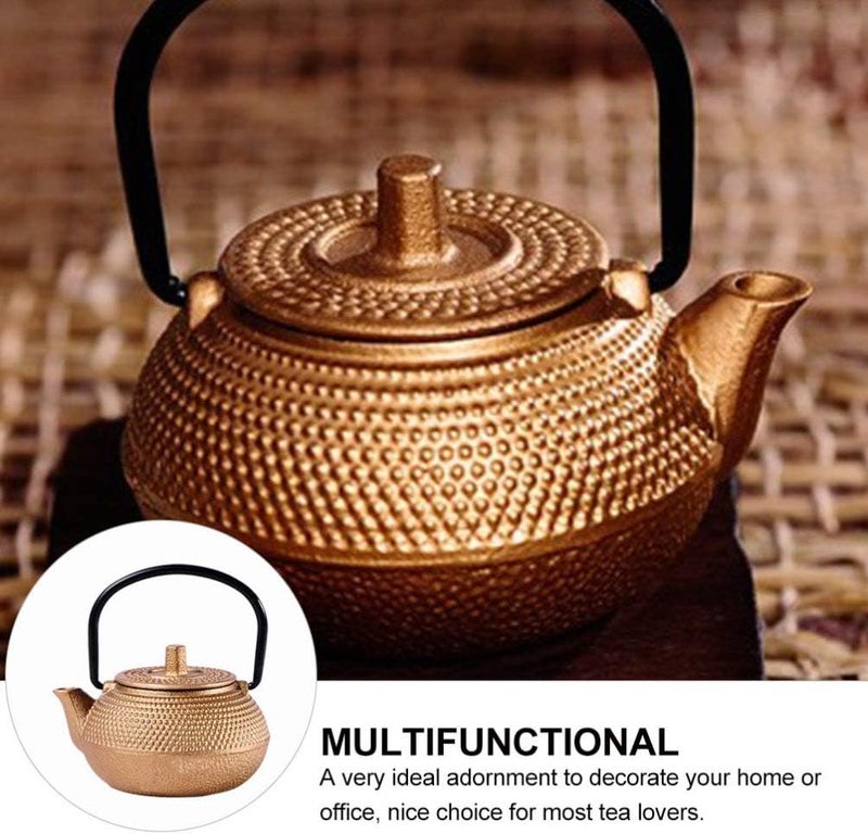 comfrt Vintage Tea Kettle Tea Kettle Stovetop Whistling Teakettle Teapot with Handle Modern Pour Over Coffee Kettles for Home Restaurant Hotel Golden Mini Iron Teapot - Image 5