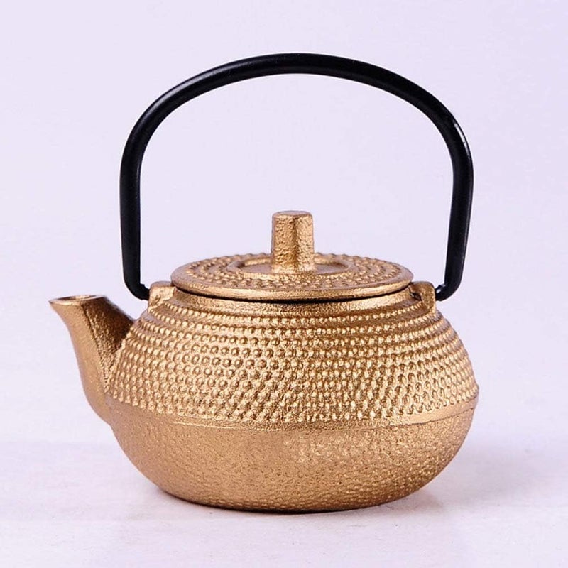 comfrt Vintage Tea Kettle Tea Kettle Stovetop Whistling Teakettle Teapot with Handle Modern Pour Over Coffee Kettles for Home Restaurant Hotel Golden Mini Iron Teapot - Image 4