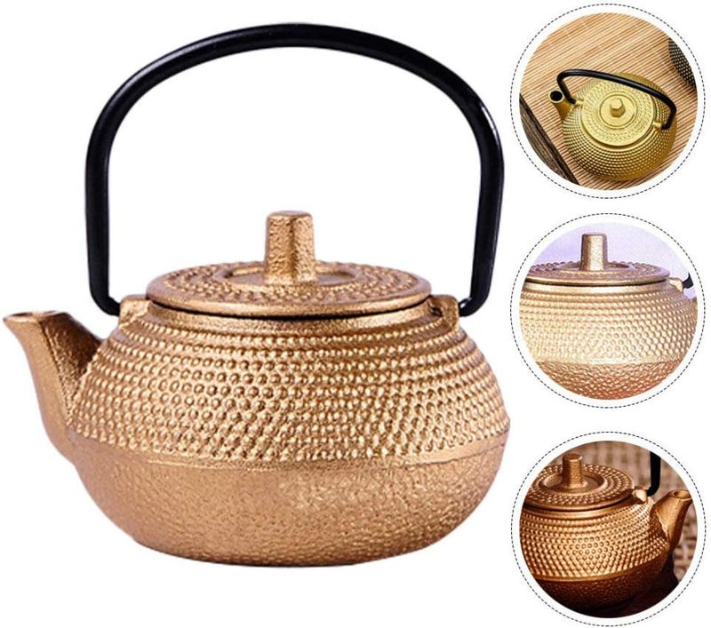 comfrt Vintage Tea Kettle Tea Kettle Stovetop Whistling Teakettle Teapot with Handle Modern Pour Over Coffee Kettles for Home Restaurant Hotel Golden Mini Iron Teapot - Image 2