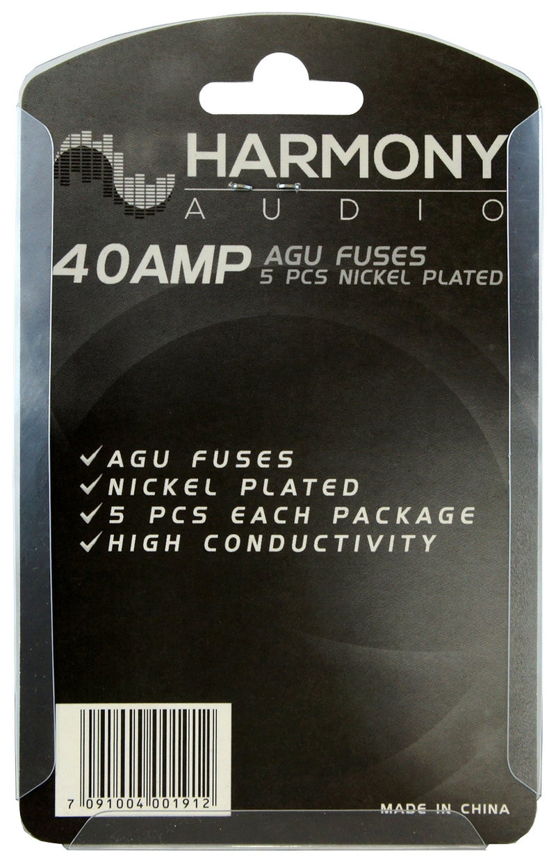 HARMONY AUDIO حامل فيوزات هارموني أوديو HA-AGU40 للسيارة 5 قطع فيوزات AGU 40 أمبير - مطلي بالنيكل - Image 2