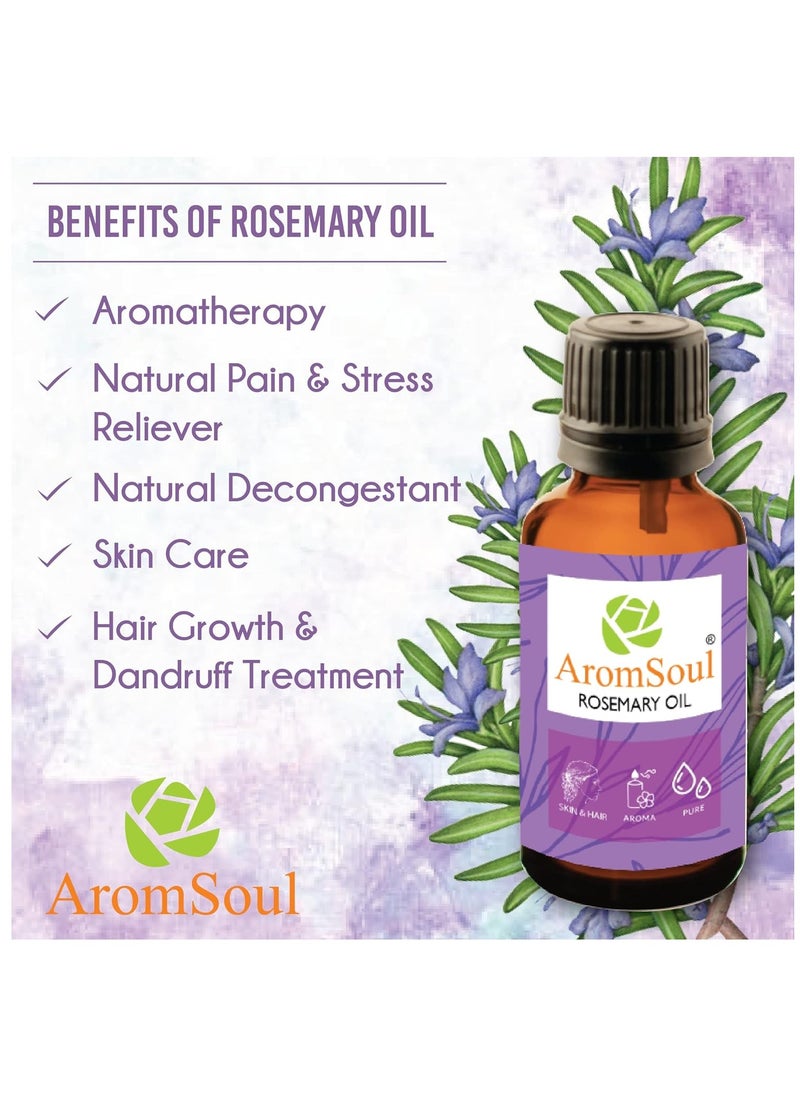Aromsoul AromaSoul 100% Natural and Pure Rosemary Essential Oil 30 ml Therapeutic and Aromatherapy Grade  - Image 3