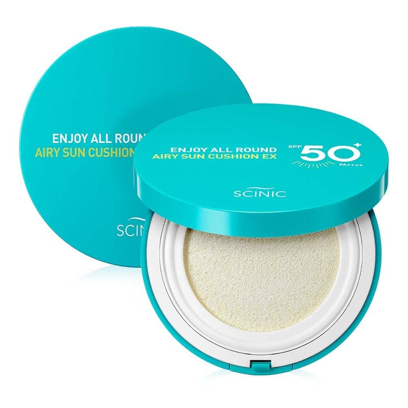 SCINIC Enjoy All Round Airy Sun Cushion EX SPF50+PA++++0.88oz (25g) | Cooling UV Protection & Natural Tone-up From Face To Body For All Family Members | Korean Skincare - Image 1