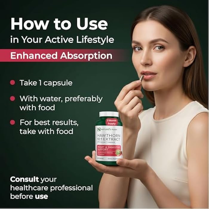 Nature's Push Super Potent Hawthorn Berry Supplement 10:1 Extract 675mg Capsules for Digestion Heart Health, Glycemic Support-Extra Strength Non-GMO Gluten Free Vegan GMP USA (60 Count (Pack of 1)) - Image 2