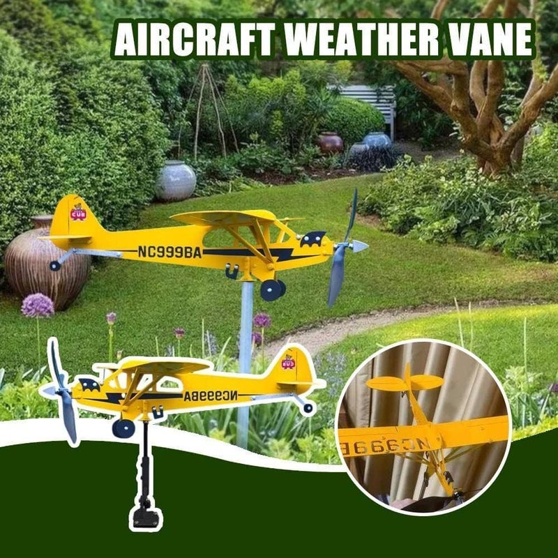 تشكيغلو ديكور حديقة بايبر J3 Cu irplne Wethervne Wether Decor Plug ircrft Roof Grden Outdoor Plug-in Wind Spinners-- Yellow Small - Image 5