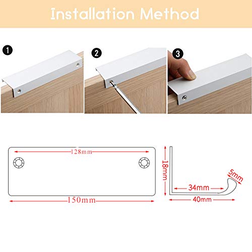 JOOJA 10 Pack Gold Modern Style Finger Edge Pull Furniture DrawerHandles Hidden Cabinet Kitchen Drawer Handles Knobs Gold 150mm - Image 5