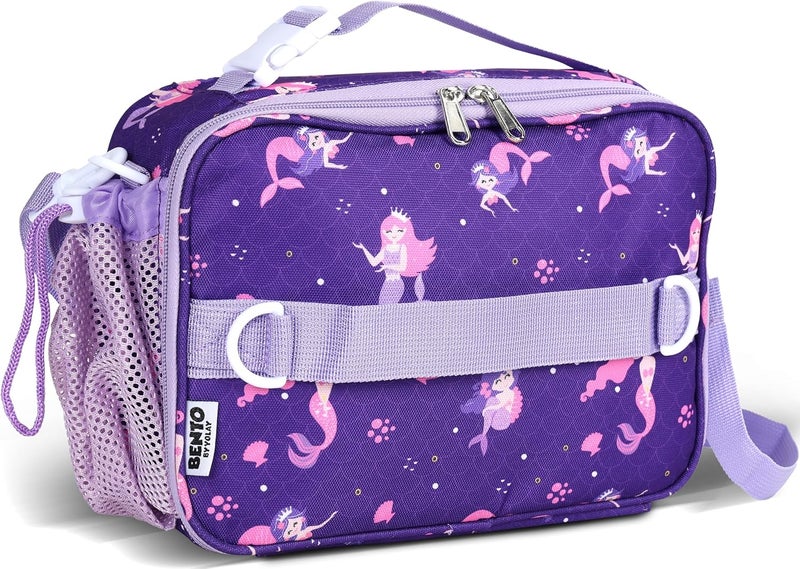 YOLAY Kids Double Insulated Lunch Bag for Girls Boys - Durable Spacious With Zippered Pocket, Adjustable Straps & Handles - Bento Bag for School & Outdoor - Mermaid Smart - Image 1