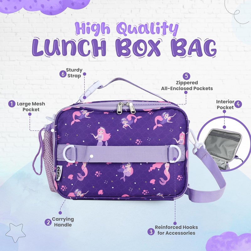 YOLAY Kids Double Insulated Lunch Bag for Girls Boys - Durable Spacious With Zippered Pocket, Adjustable Straps & Handles - Bento Bag for School & Outdoor - Mermaid Smart - Image 4