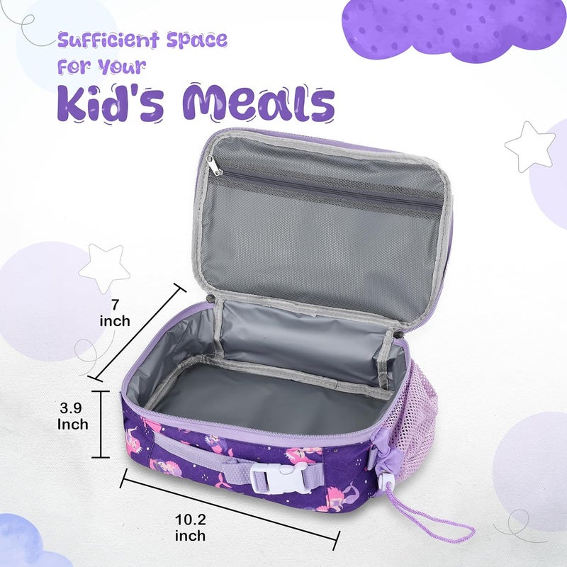 YOLAY Kids Double Insulated Lunch Bag for Girls Boys - Durable Spacious With Zippered Pocket, Adjustable Straps & Handles - Bento Bag for School & Outdoor - Mermaid Smart - Image 3