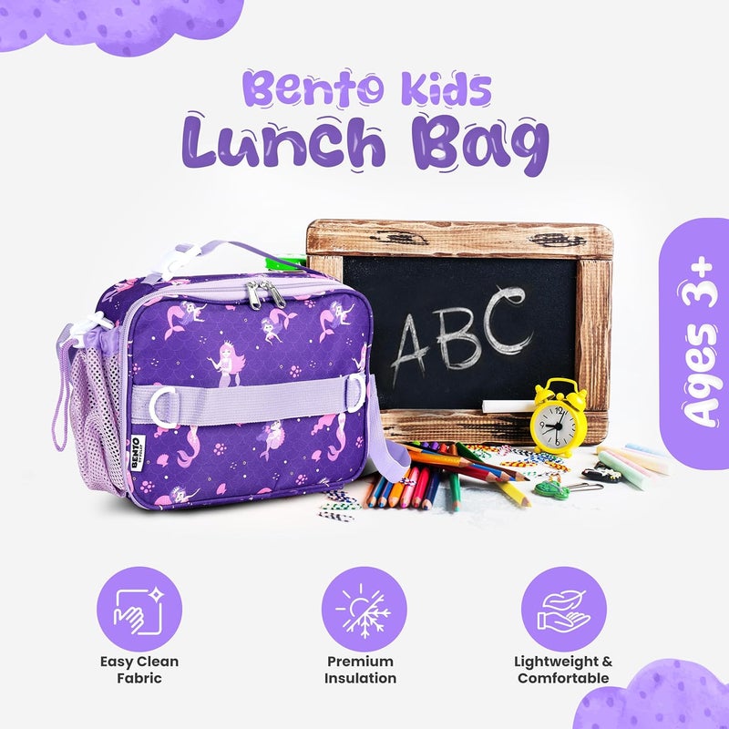 YOLAY Kids Double Insulated Lunch Bag for Girls Boys - Durable Spacious With Zippered Pocket, Adjustable Straps & Handles - Bento Bag for School & Outdoor - Mermaid Smart - Image 5