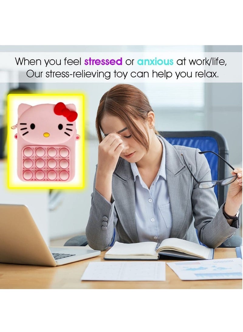 محفظة من Pop It لطيفة Kawaii Fidget حسية تعليمية وتخفيف التوتر ومضادة للإجهاد للبالغين والأطفال في العطلة من السيليكون هدية لعبة كروسبودي للأطفال - Image 3