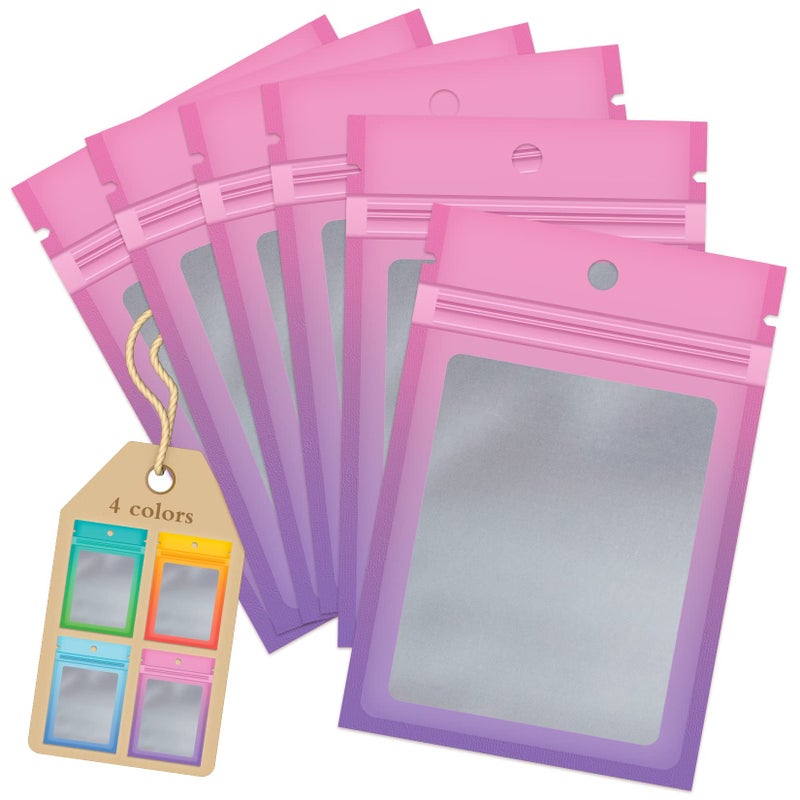 Funfery 100 Pcs Resealable Smell Proof Bags for Food StorageClear Cute Mylar Bags for Small Business Foil Pouch Zipper Packaging Bag for Sample Jewelry Eyelash GlossPink Purple5986in