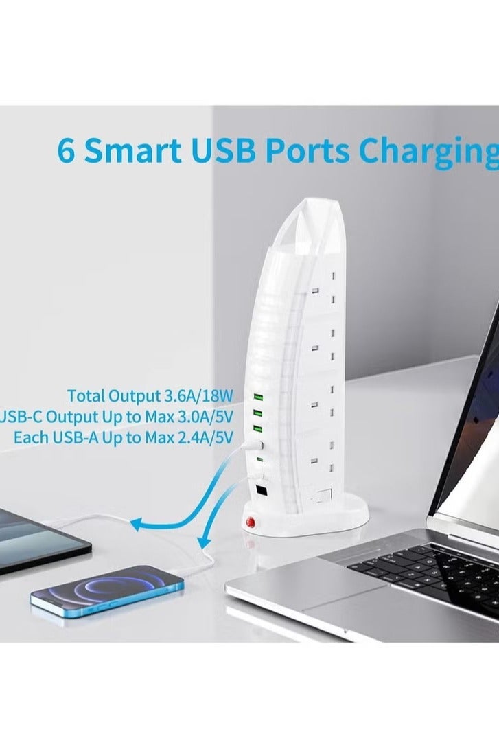 Electrical Extension In The Shape of Burj Al Arab, 5 Meters Long, Equipped with 6 USB Ports, 8 AC Ports, and a USB-C Port. - Image 3