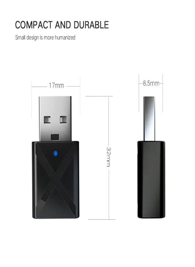 USB BT5.0 Adapter Transmitter & Receiver 2in1 with AUX Input Support TV Speaker Earphone Mini Car Music Laptop PC Computer - Image 5