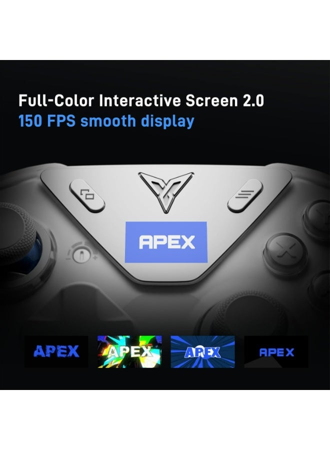 فلاي ديجي وحدة تحكم لاسلكية Apex 5 للكمبيوتر الشخصي، عصا تحكم Forceflex 2.0، مشغل ForceAdapt، زمن انتقال منخفض للغاية 3 مللي ثانية، شريط إضاءة RGB، شاشة LCD كاملة الألوان، بطارية 1500 مللي أمبير/ساعة، متوافقة مع أجهزة الكمبيوتر الشخصية/NS/Android/TV (لا يعمل مع Xbox/PS) - Image 5