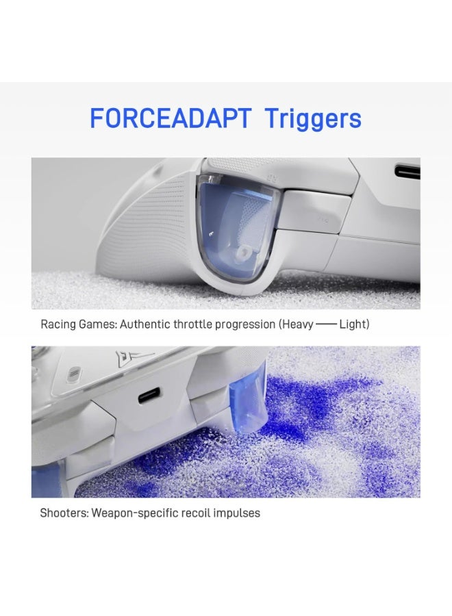 فلاي ديجي وحدة تحكم لاسلكية Apex 5 للكمبيوتر الشخصي، عصا تحكم Forceflex 2.0، مشغل ForceAdapt، زمن انتقال منخفض للغاية 3 مللي ثانية، شريط إضاءة RGB، شاشة LCD كاملة الألوان، بطارية 1500 مللي أمبير/ساعة، متوافقة مع أجهزة الكمبيوتر الشخصية/NS/Android/TV (لا يعمل مع Xbox/PS) - Image 3