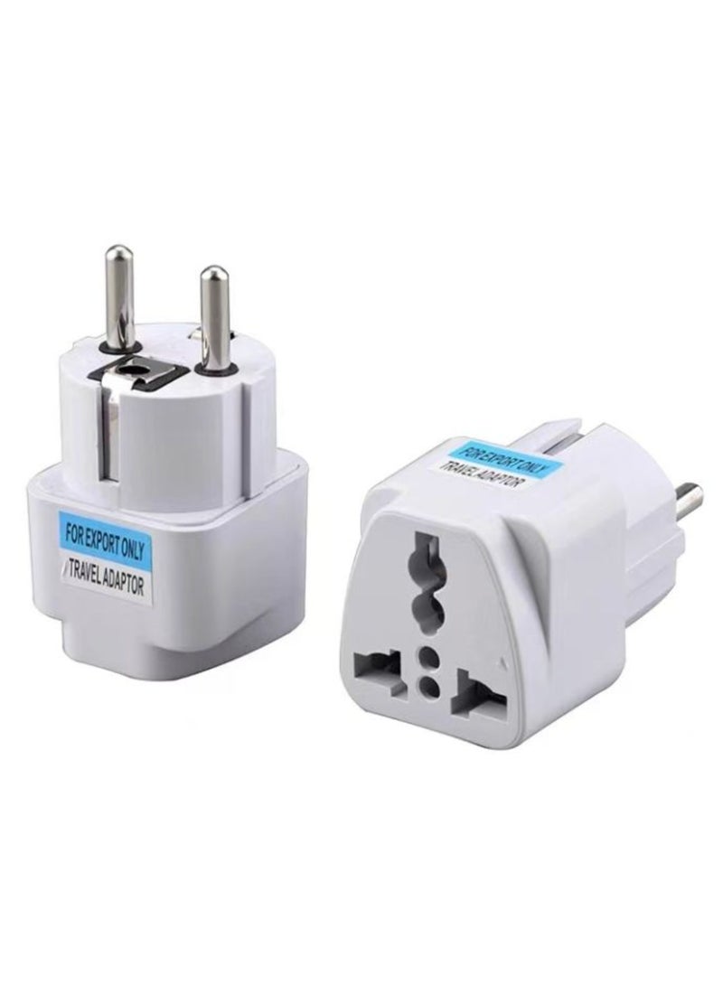 2 Pieces Universal Type E/F 2-pin Plug Adapter Outlet, Adaptor for USA to Europe | EU Socket | Use In Norway, Korea, Spain, Greece, Russia, Iceland - Image 1