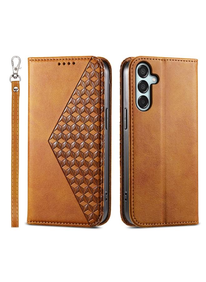 S-TOP Case For Samsung Galaxy M15 5G / F15 5G Cubic Grid Calf Texture Magnetic Leather Phone Case - Image 1