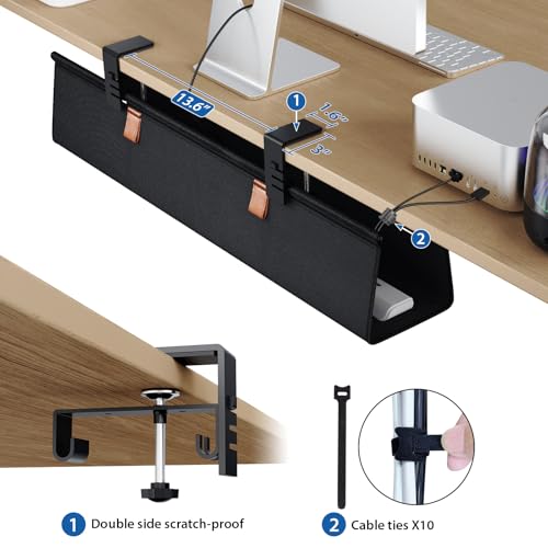 Zilink No Drill Under Desk Cable Management Tray 30" Cord Organizer for Table Clamp/Screw Mount Desk Cable Management Sturdy Waterproof Fabric Cord Hiders for Office, Home - Image 3