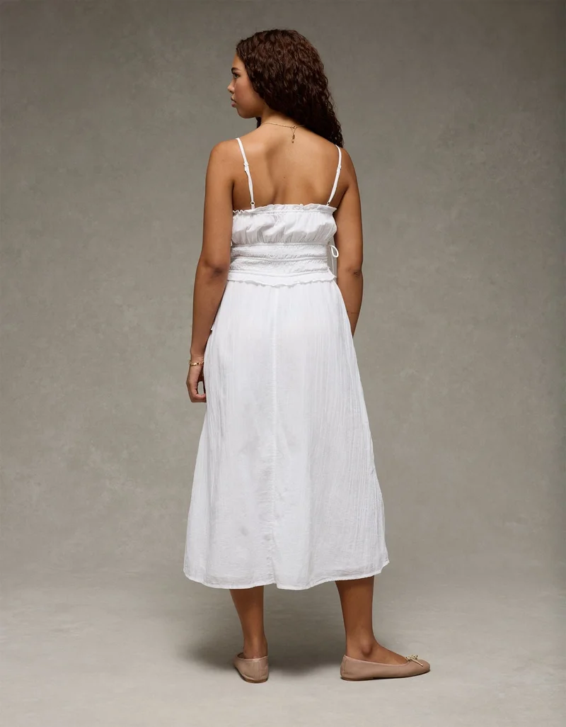 American Eagle AE Corded Smocking Midi Dress