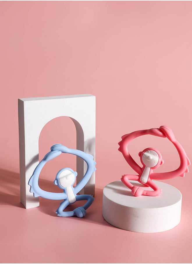 Mombella - Hugging Monkey Teether Toy | BPA-Free Silicone | Safe & Hygienic Teething Toy | Soft & Flexible Design | 3-6 Months | Dimensions: L 7.4 x W 6.4 x H 6.5 cm - Image 1