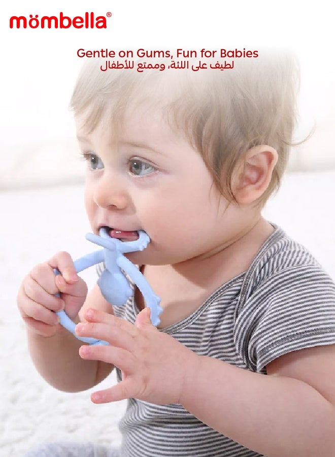 Mombella Hugging Monkey Teether Toy | BPA-Free Silicone | Safe & Hygienic Teething Toy | Soft & Flexible Design | 3-6 Months | Dimensions: L 7.4 x W 6.4 x H 6.5 cm - Image 2