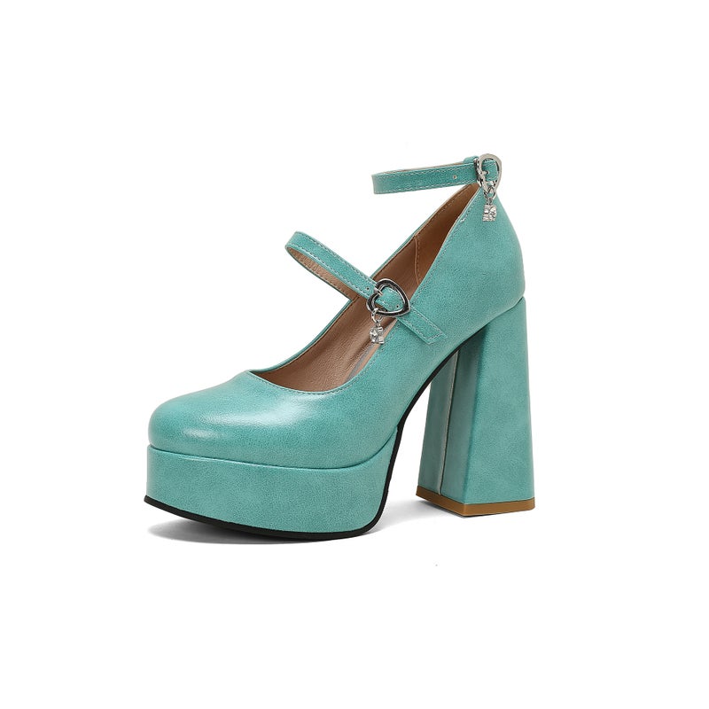 Wish Style Spring 2024 Fashion Thick Bottom Super High Heeled 40-43 Plus Size Shallow Buckle Party Shoes - Image 1