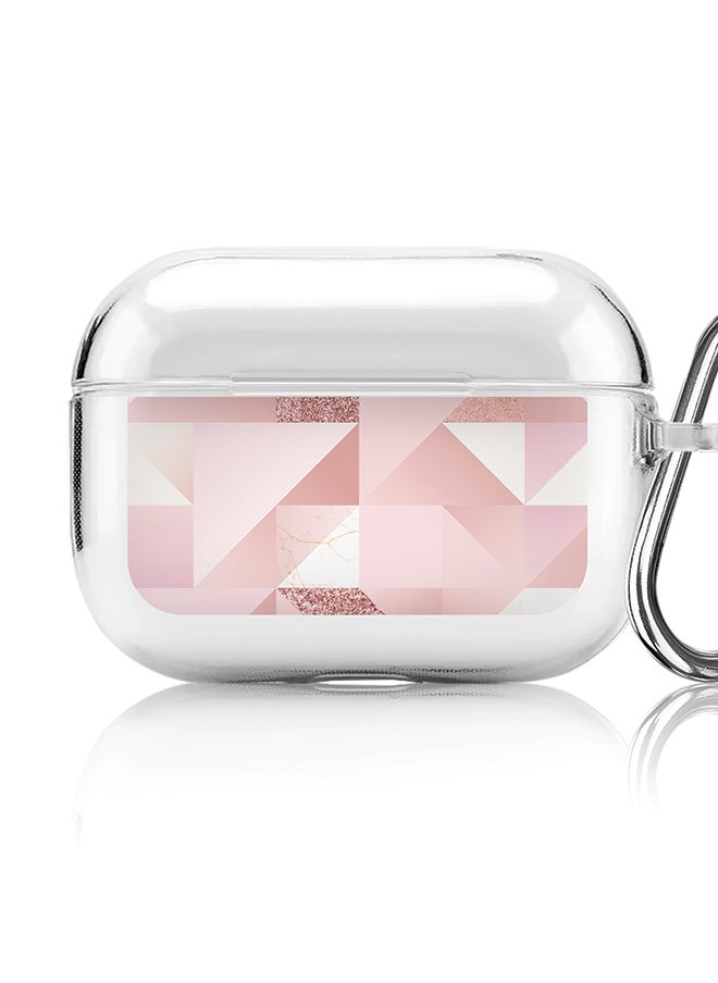 Stylizedd Classic Clear printed Case for Apple AirPods Pro 2nd Generation Thin Transparent Cover [Designed for Apple AirPods Pro 2nd Generation] - Marble Pink Geometric  - Image 1
