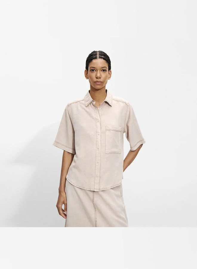 بارفوا قميص بأكمام قصيرة مع الكتان