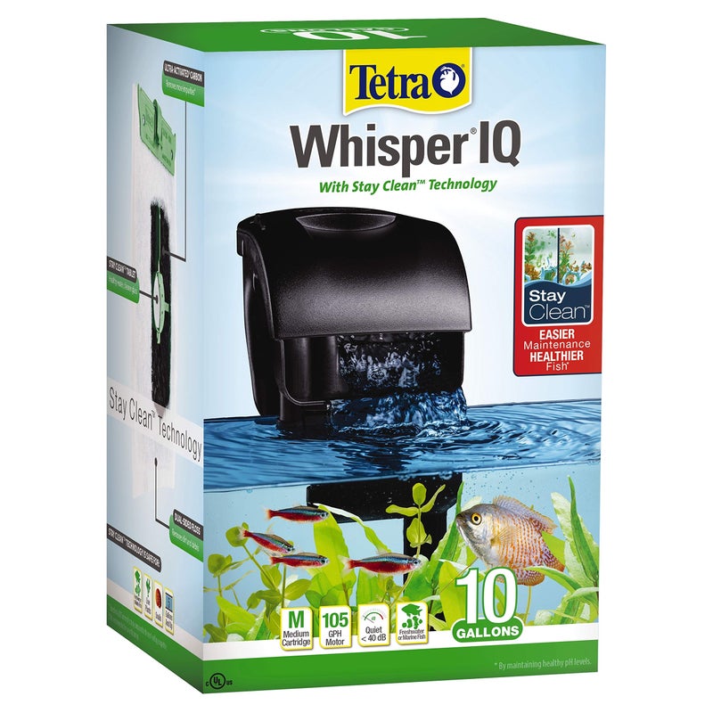 Tetra Whisper IQ Power Filter 10 Gallons, 105 GPH, with Stay Clean Technology - Image 1