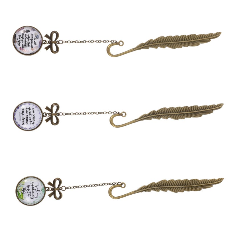 Retro Bronze Metal Bookmarks With Glass Pendants Set Of 3 Unique Gifts For Book Lovers - Image 2