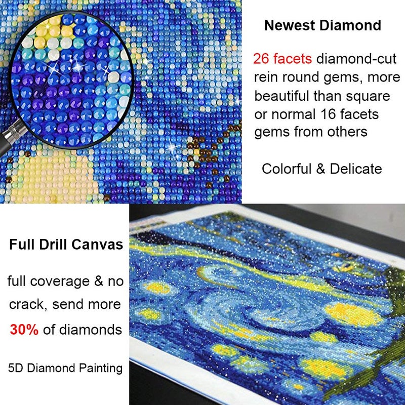 OWAY Full Drill 5D Diamond Painting 20X16 inch, Paint by Number Kits Starry Night Diamond Painting Kits for Home Wall Decor - Image 2