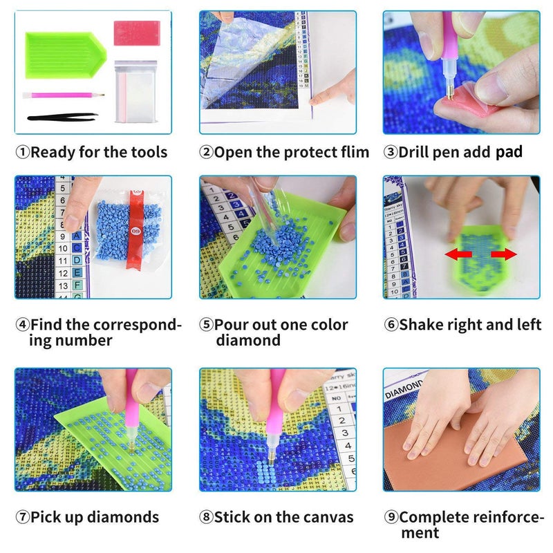 OWAY Full Drill 5D Diamond Painting 20X16 inch, Paint by Number Kits Starry Night Diamond Painting Kits for Home Wall Decor - Image 5