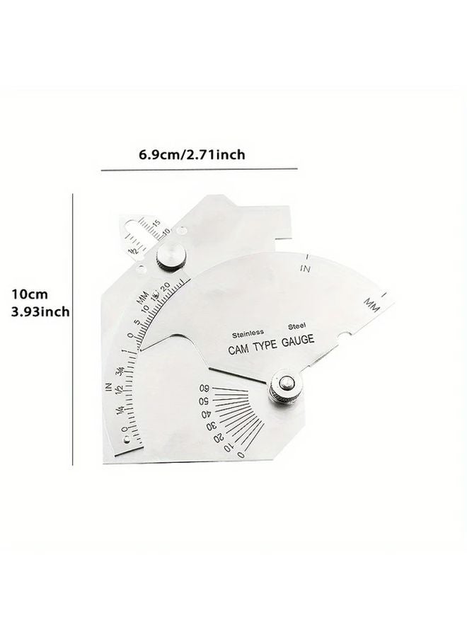 Stainless Steel Cam Type Fillet Weld Gauge Metric Imperial Scale Adjustable Arm - Image 3