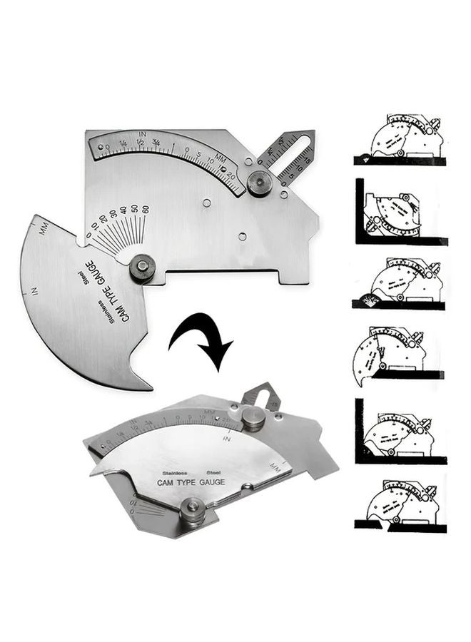 Stainless Steel Cam Type Fillet Weld Gauge Metric Imperial Scale Adjustable Arm - Image 2