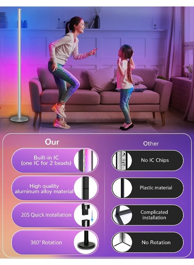 keke - Remote Control Bluetooth Version RGBIC LED Floor Lamp For Corner Standing, Bedroom and Bedside Decoration Living Room 1.2 Meter - Image 1