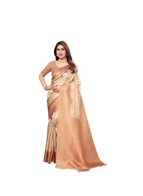 Women's kanjivaram Banarasi Softy Soft Silk Saree With Unstitched Blouse Piece (Softy)