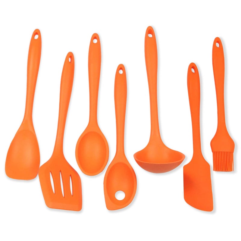 Chef Craft 7 Piece Silicone Kitchen Tool and Utensil Set Orange 42078