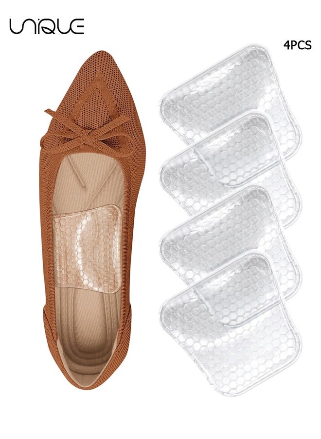Unique Arch Support Inserts Women - 4 Pcs Clear Gel Arch Pads for Flat Feet - Reusable Arch Support Shoe Filler - Plantar Fasciitis Arch Support Shoe Insoles Arch Pain Relief for Sandal, Flats and High Heels - Image 1