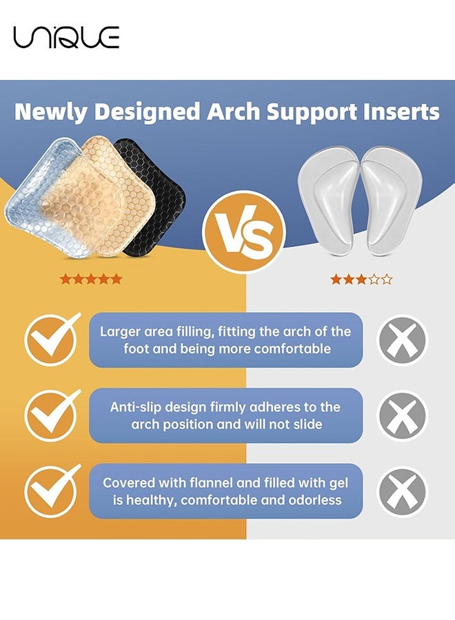 Unique Arch Support Inserts Women - 4 Pcs Clear Gel Arch Pads for Flat Feet - Reusable Arch Support Shoe Filler - Plantar Fasciitis Arch Support Shoe Insoles Arch Pain Relief for Sandal, Flats and High Heels - Image 3