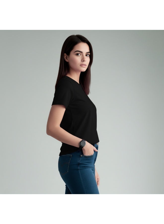 Happy New Year Dubai Adult Women T-Shirt Round Neck Short Sleeve Cotton T-Shirt With New Year Dubai Design-Perfect For New Year Party Celebrations - Image 5