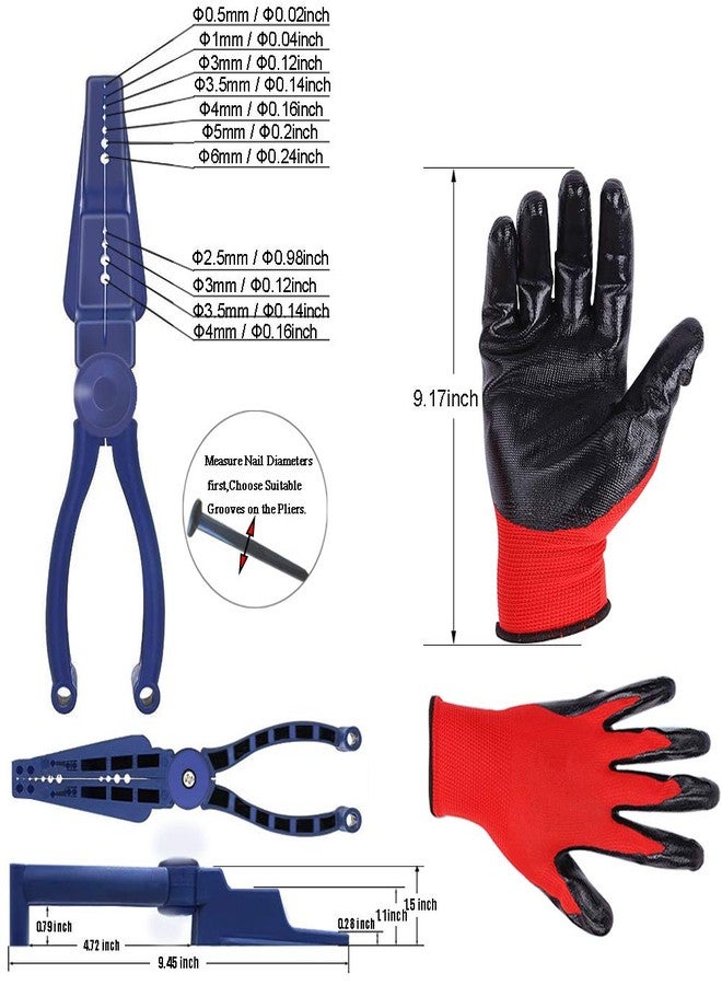 VIWIEU Nail Holder for Hammering Safety Plastic Pliers, Finger Protective Nail Guide for Small Screws and Finishing Nails, Slip Joint Pliers Tool Gadget for Household Construction (with Work Gloves) - Image 2