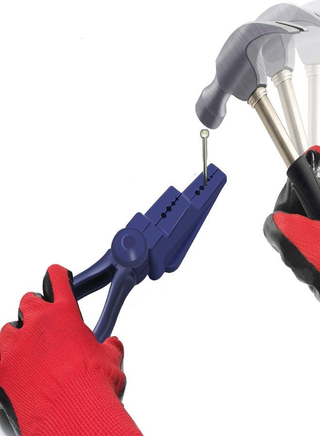 VIWIEU Nail Holder for Hammering Safety Plastic Pliers, Finger Protective Nail Guide for Small Screws and Finishing Nails, Slip Joint Pliers Tool Gadget for Household Construction (with Work Gloves) - Image 1