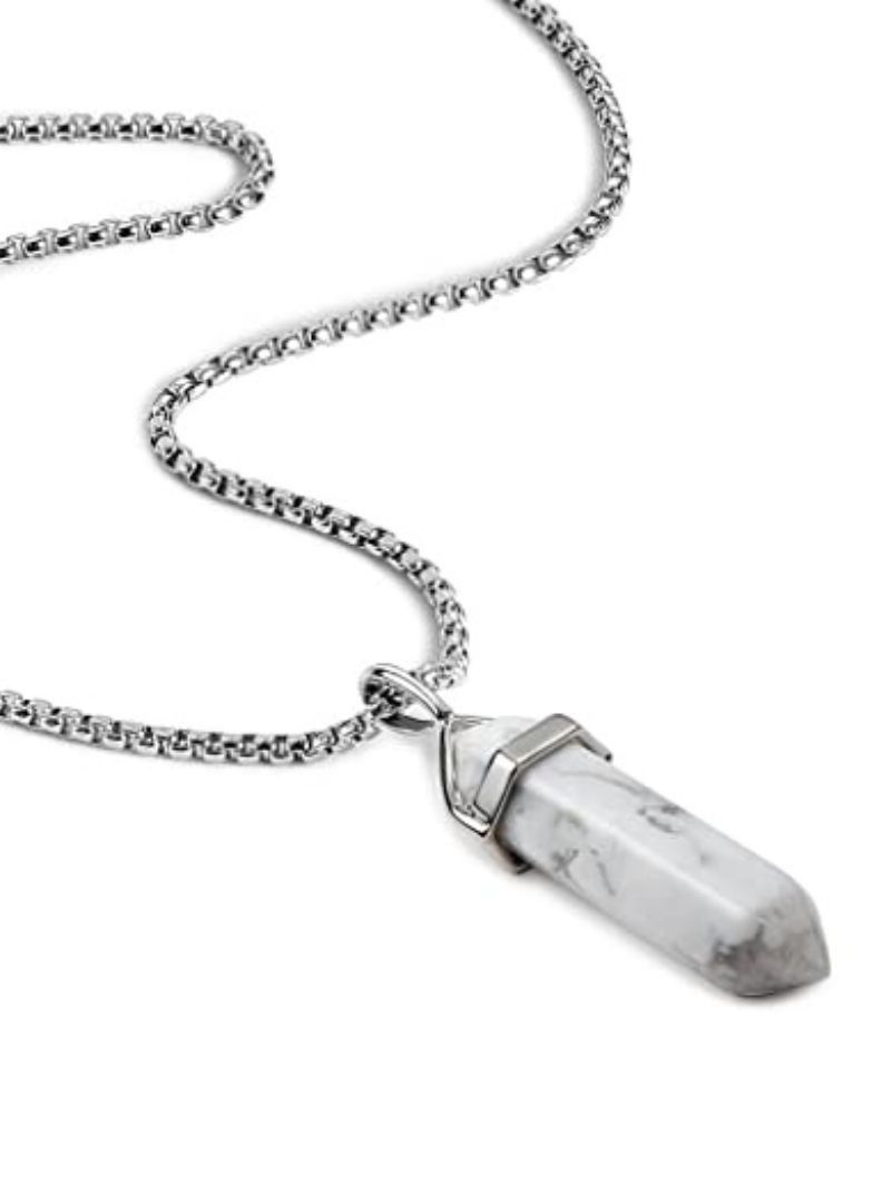 White Howlite Crystal Hexagonal Pendant Stone Pendant for Women & Girls - Image 3