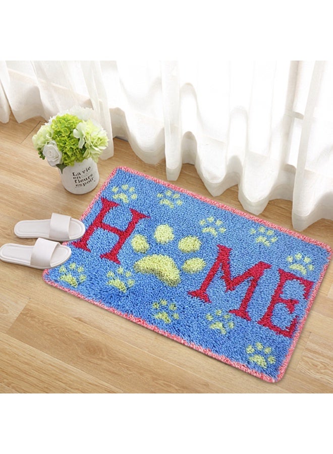 Embroidered rectangular mat, knitted door mat, carpet embroidery, entry door mat, hand embroidery DIY