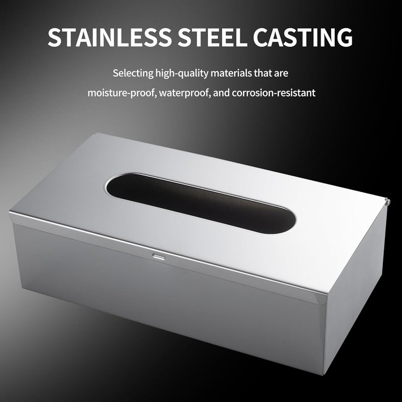 BRIMIX Stainless Steel Tissue Box Holder - Waterproof Tissue Box Cover for Home and Office - Image 2