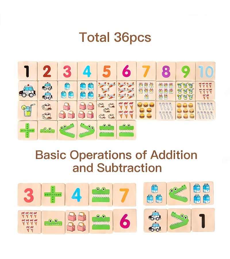 36 Wooden Small Squares 1.18 Inch Number Recognition Teaching Tools - Image 5