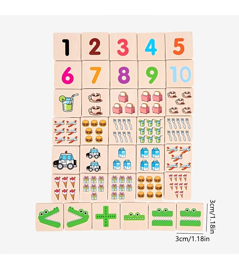 36 Wooden Small Squares 1.18 Inch Number Recognition Teaching Tools - Image 2